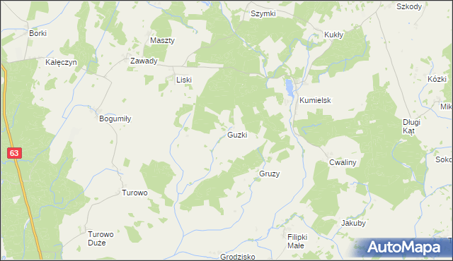 mapa Guzki gmina Biała Piska, Guzki gmina Biała Piska na mapie Targeo