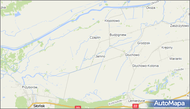 mapa Jamno gmina Słońsk, Jamno gmina Słońsk na mapie Targeo