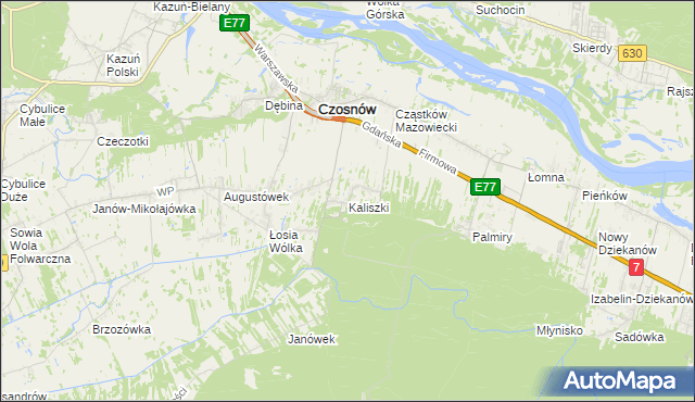 mapa Kaliszki gmina Czosnów, Kaliszki gmina Czosnów na mapie Targeo