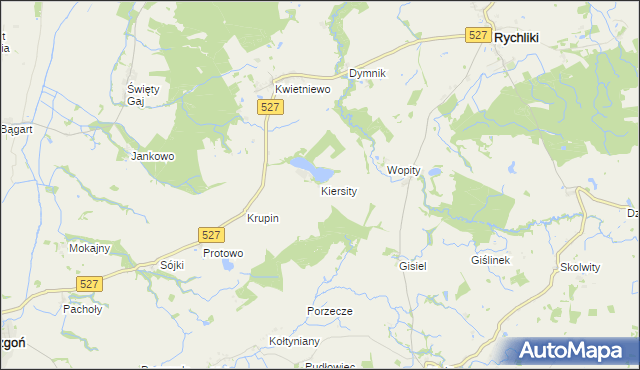 mapa Kiersity gmina Rychliki, Kiersity gmina Rychliki na mapie Targeo