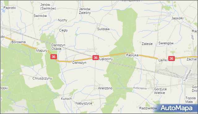 mapa Łąkociny, Łąkociny na mapie Targeo