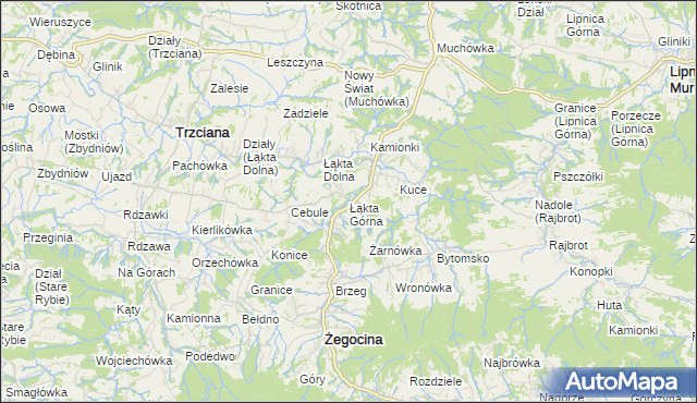 mapa Łąkta Górna, Łąkta Górna na mapie Targeo