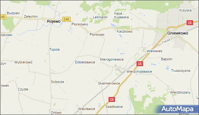 mapa Mierogoniewice, Mierogoniewice na mapie Targeo