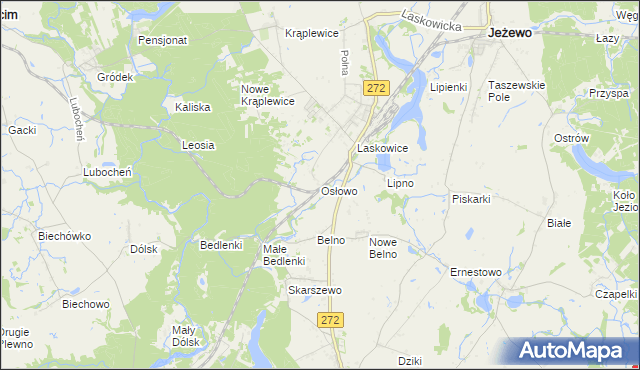 mapa Osłowo gmina Jeżewo, Osłowo gmina Jeżewo na mapie Targeo