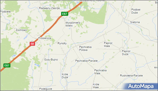 mapa Pęchratka Polska, Pęchratka Polska na mapie Targeo