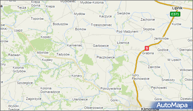 mapa Płaczkowice, Płaczkowice na mapie Targeo