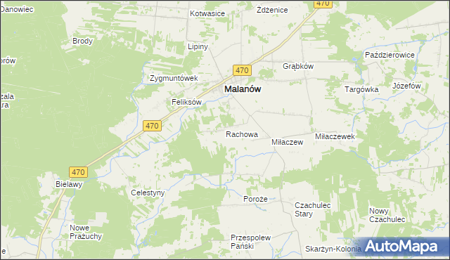 mapa Rachowa, Rachowa na mapie Targeo