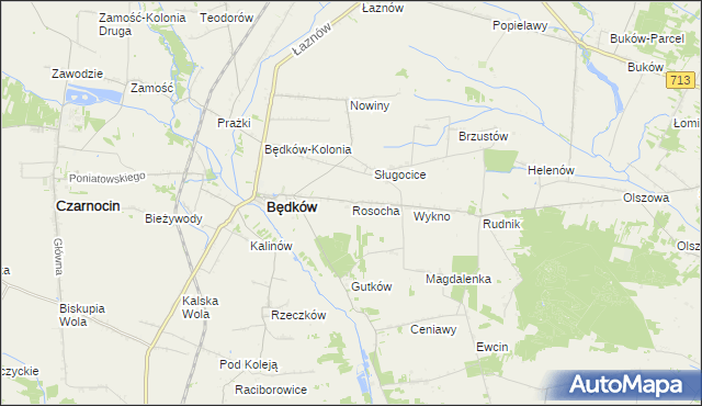 mapa Rosocha gmina Będków, Rosocha gmina Będków na mapie Targeo