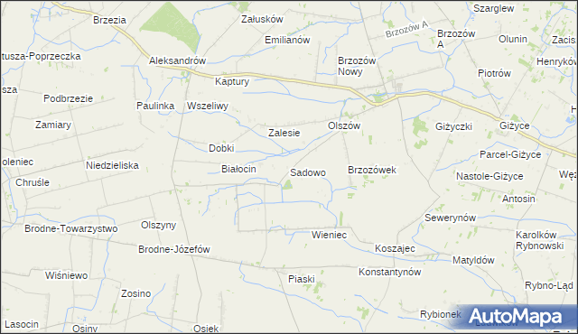 mapa Sadowo gmina Iłów, Sadowo gmina Iłów na mapie Targeo