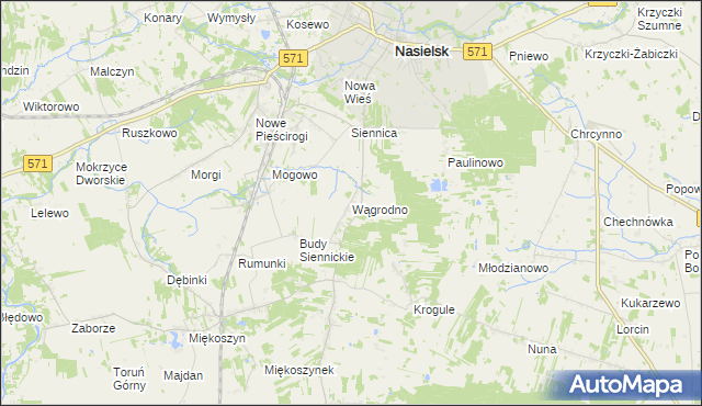 mapa Wągrodno gmina Nasielsk, Wągrodno gmina Nasielsk na mapie Targeo