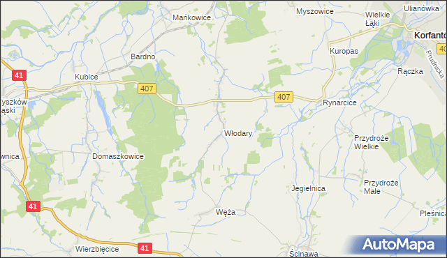 mapa Włodary, Włodary na mapie Targeo