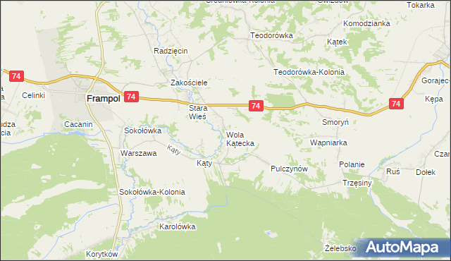 mapa Wola Kątecka, Wola Kątecka na mapie Targeo