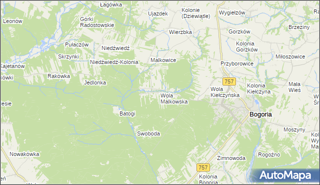 mapa Wola Malkowska, Wola Malkowska na mapie Targeo