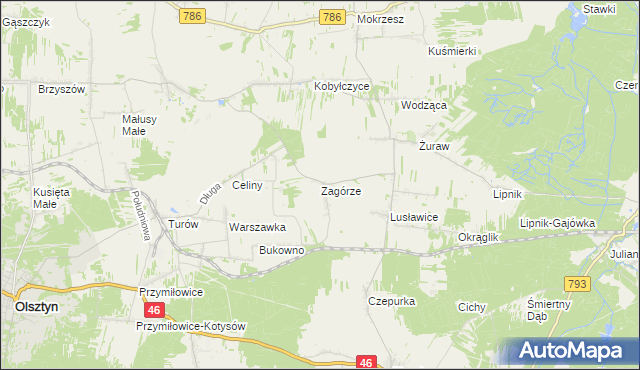 mapa Zagórze gmina Janów, Zagórze gmina Janów na mapie Targeo