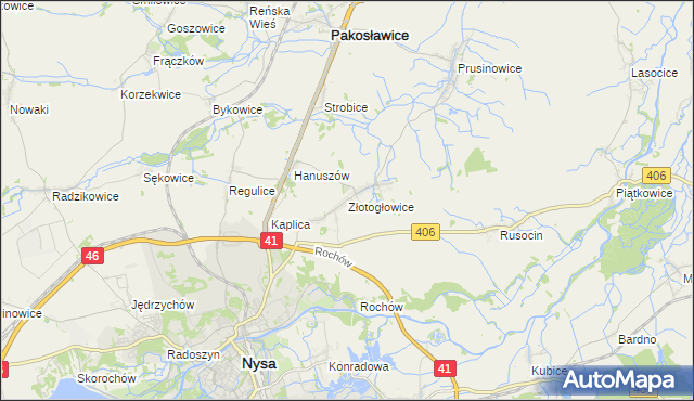 mapa Złotogłowice, Złotogłowice na mapie Targeo