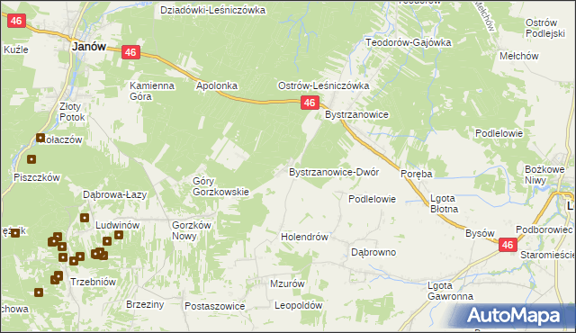 mapa Bystrzanowice-Dwór, Bystrzanowice-Dwór na mapie Targeo