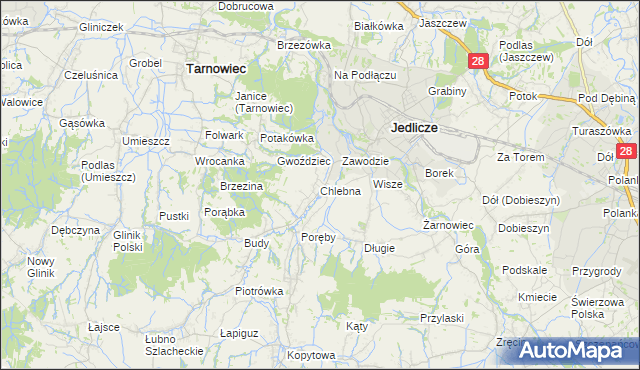 mapa Chlebna gmina Jedlicze, Chlebna gmina Jedlicze na mapie Targeo