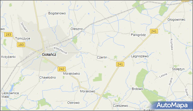 mapa Czerlin gmina Gołańcz, Czerlin gmina Gołańcz na mapie Targeo