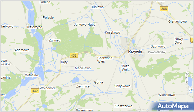 mapa Czerwona Wieś, Czerwona Wieś na mapie Targeo