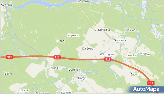 mapa Darżewo gmina Bobolice, Darżewo gmina Bobolice na mapie Targeo