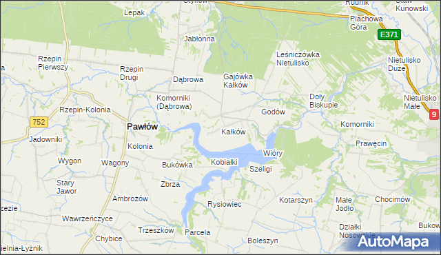 mapa Kałków gmina Pawłów, Kałków gmina Pawłów na mapie Targeo