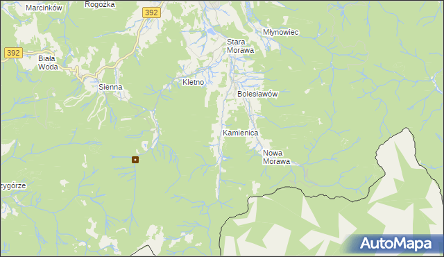 mapa Kamienica gmina Stronie Śląskie, Kamienica gmina Stronie Śląskie na mapie Targeo