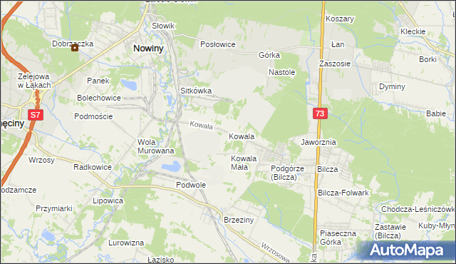 mapa Kowala gmina Sitkówka-Nowiny, Kowala gmina Sitkówka-Nowiny na mapie Targeo