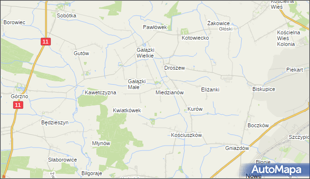 mapa Miedzianów, Miedzianów na mapie Targeo