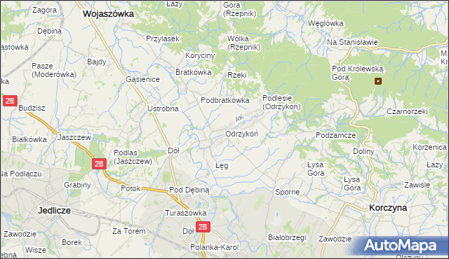 mapa Odrzykoń, Odrzykoń na mapie Targeo