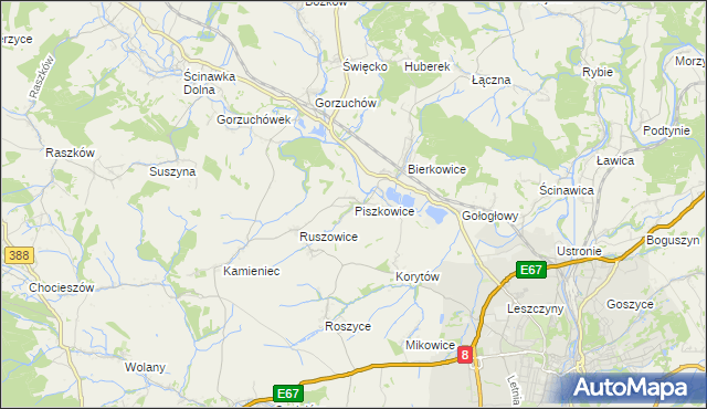 mapa Piszkowice, Piszkowice na mapie Targeo