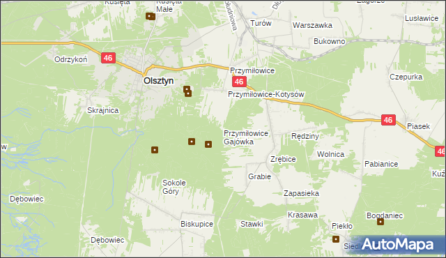 mapa Przymiłowice Gajówka, Przymiłowice Gajówka na mapie Targeo