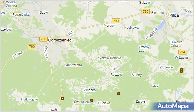 mapa Ryczów-Kolonia, Ryczów-Kolonia na mapie Targeo