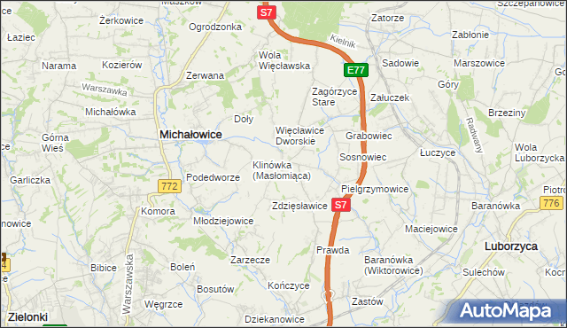 mapa Więcławice Stare, Więcławice Stare na mapie Targeo
