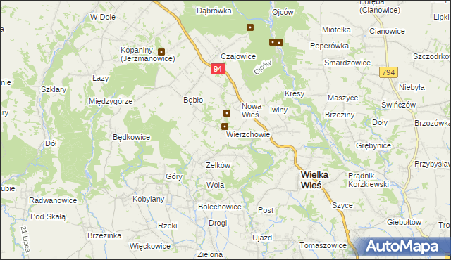 mapa Wierzchowie, Wierzchowie na mapie Targeo
