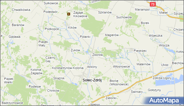 mapa Zborów gmina Solec-Zdrój, Zborów gmina Solec-Zdrój na mapie Targeo