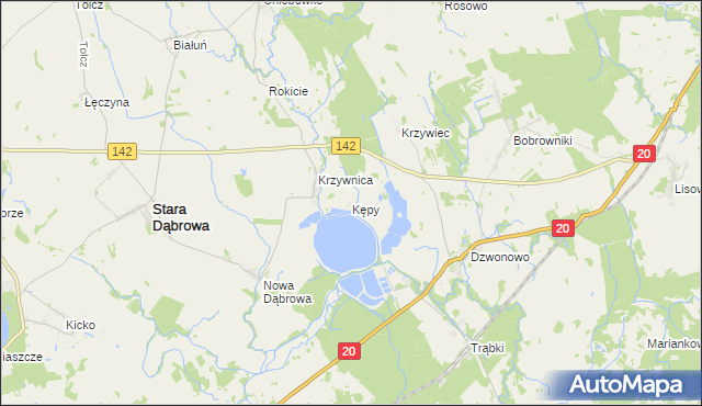 mapa Kępy gmina Marianowo, Kępy gmina Marianowo na mapie Targeo