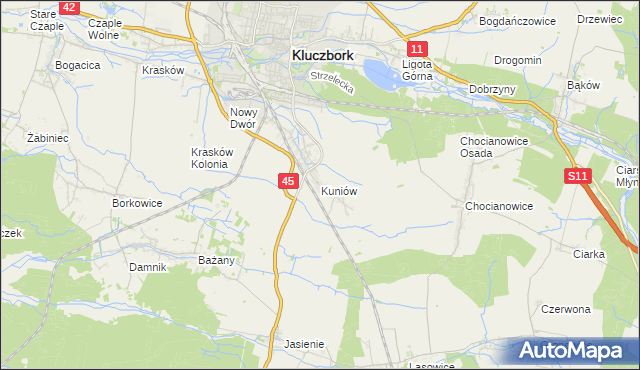 mapa Kuniów, Kuniów na mapie Targeo