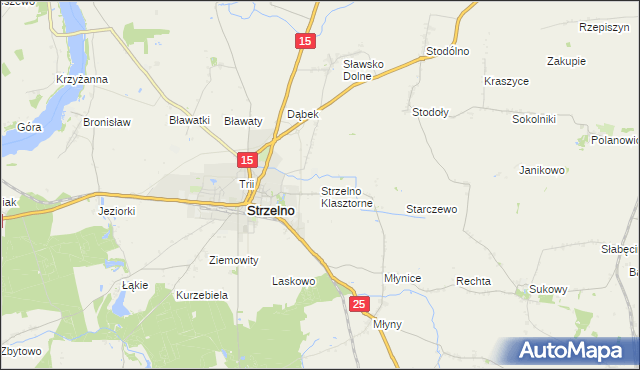 mapa Strzelno Klasztorne, Strzelno Klasztorne na mapie Targeo