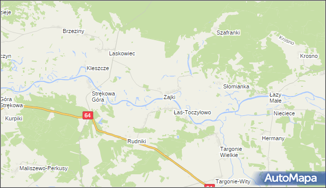 mapa Zajki, Zajki na mapie Targeo