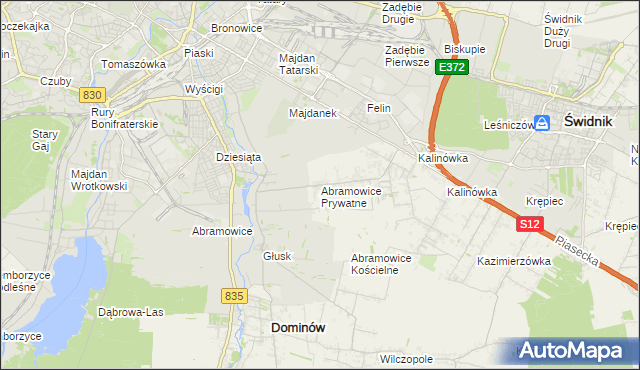 mapa Abramowice Prywatne, Abramowice Prywatne na mapie Targeo