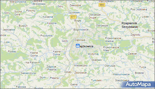 mapa Ciężkowice powiat tarnowski, Ciężkowice powiat tarnowski na mapie Targeo