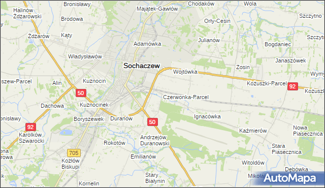 mapa Czerwonka-Parcel, Czerwonka-Parcel na mapie Targeo