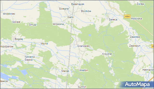 mapa Granowiec, Granowiec na mapie Targeo