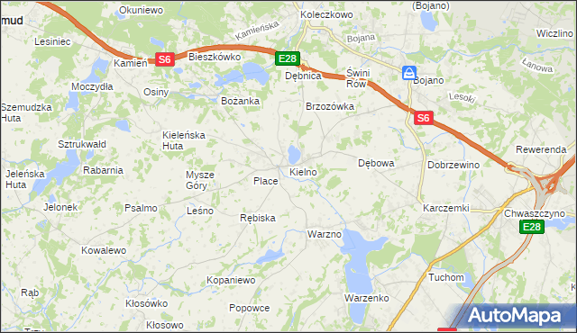 mapa Kielno gmina Szemud, Kielno gmina Szemud na mapie Targeo