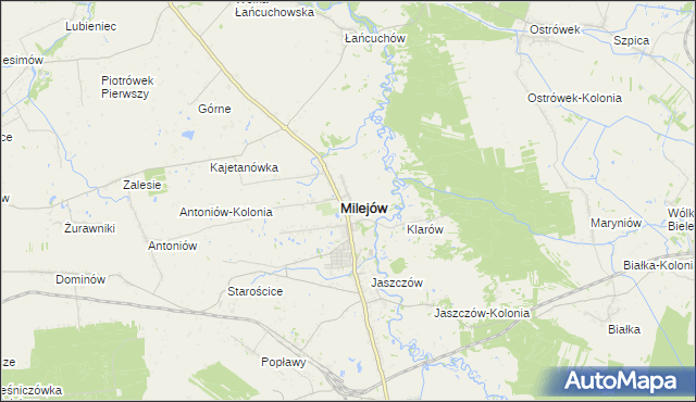 mapa Milejów powiat łęczyński, Milejów powiat łęczyński na mapie Targeo