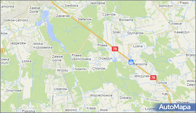 mapa Orzeszyn, Orzeszyn na mapie Targeo