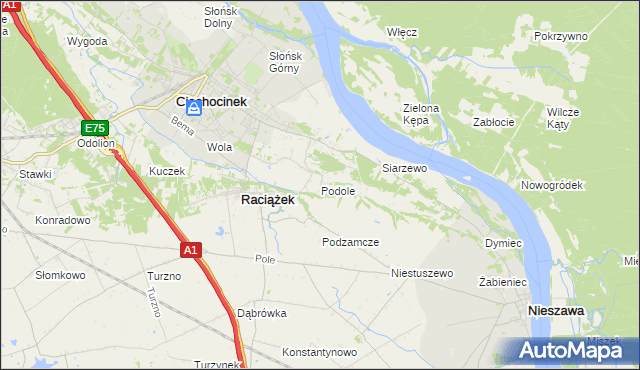 mapa Podole gmina Raciążek, Podole gmina Raciążek na mapie Targeo