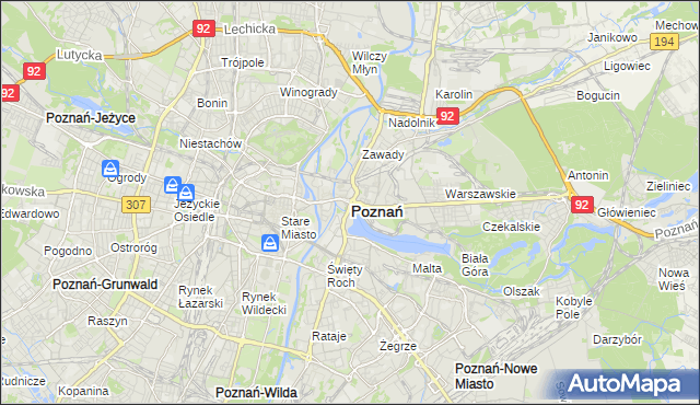 mapa Poznania, Poznań na mapie Targeo