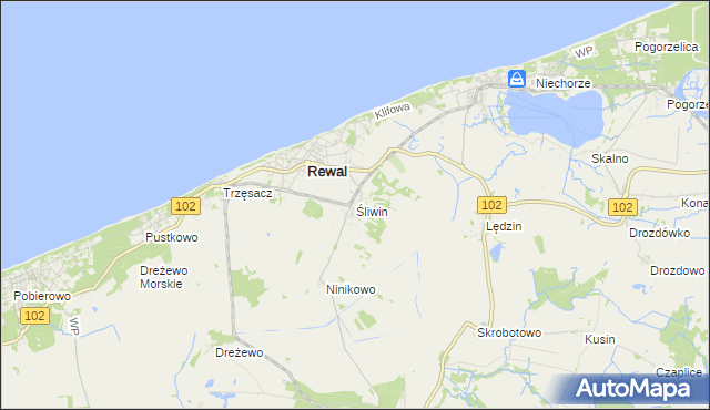 mapa Śliwin, Śliwin na mapie Targeo