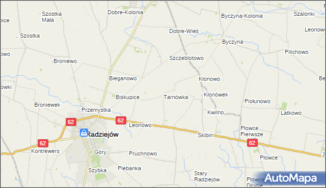 mapa Tarnówka gmina Radziejów, Tarnówka gmina Radziejów na mapie Targeo